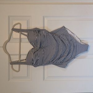 Niptuck swimsuit navy white stripe size 12